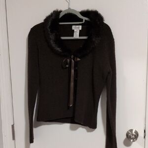 Vintage Fur Collar Cardigan